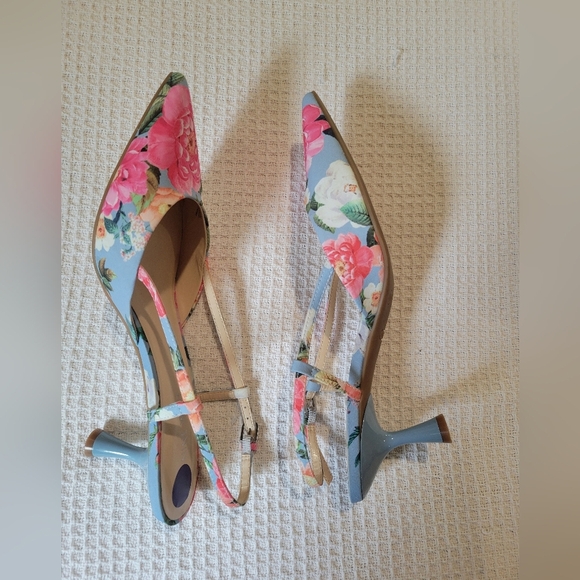 Nine West Floral Slingback Heels - Pink and Blue - Picture 8 of 9
